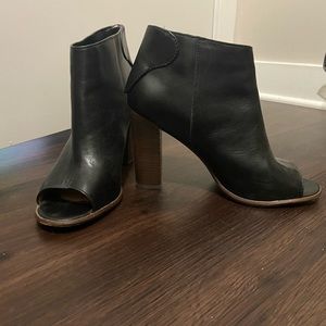 Coach black leather open toed bootie, size 9.5